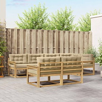 vidaXL Utomhussoffset med kudde 6 pcs Vit och Beige Polyester