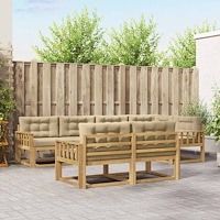 vidaXL Utomhussoffset med kudde 6 pcs Vit och Beige Polyester