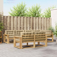 vidaXL Utomhussoffset med kudde 6 pcs Vit och Beige Polyester
