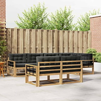 vidaXL Utomhussoffset med kudde 6 pcs Vit och antracit Polyester