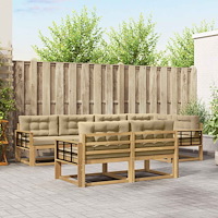 vidaXL Utomhussoffset med kudde 6 pcs Vit och Beige Polyester