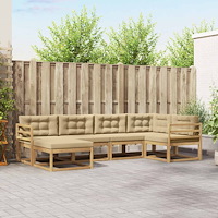 vidaXL Utomhussoffset med kudde 5 pcs Vit och Beige Polyester
