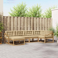 vidaXL Utomhussoffset med kudde 5 pcs Vit och Beige Polyester