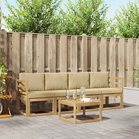 vidaXL Utomhussoffset med kudde 5 pcs Vit och Beige