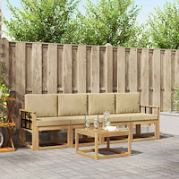 vidaXL Utomhussoffset med kudde 5 pcs Vit och Beige