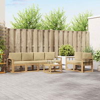 vidaXL Utomhussoffset med kudde 7 pcs Vit och Beige