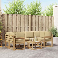 vidaXL Utomhussoffset med kudde 7 pcs Vit och Beige