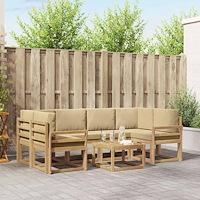 vidaXL Utomhussoffset med kudde 7 pcs Vit och Beige