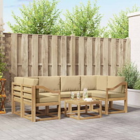 vidaXL Utomhussoffset med kudde 7 pcs Vit och Beige