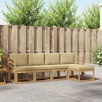 vidaXL Utomhussoffset med kudde 5 pcs Vit och Beige