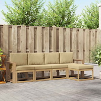 vidaXL Utomhussoffset med kudde 5 pcs Vit och Beige