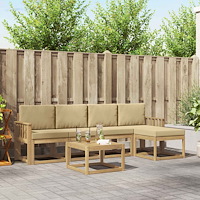 vidaXL Utomhussoffset med kudde 6 pcs Vit och Beige