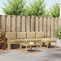 vidaXL Utomhussoffset med kudde 6 pcs Vit och Beige