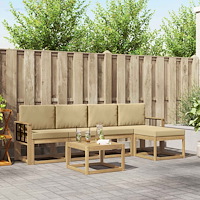 vidaXL Utomhussoffset med kudde 6 pcs Vit och Beige