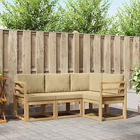 vidaXL Utomhussoffset med kudde 4 pcs Vit och Beige