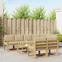 vidaXL Utomhussoffset med kudde 9 pcs Vit och Beige Polyester