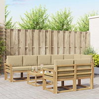 vidaXL Utomhussoffset med kudde 9 pcs Vit och Beige Polyester