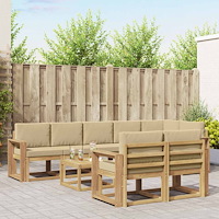 vidaXL Utomhussoffset med kudde 9 pcs Vit och Beige Polyester