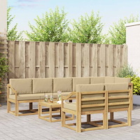 vidaXL Utomhussoffset med kudde 9 pcs Vit och Beige Polyester