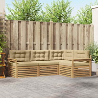 vidaXL Utomhussoffset 5 st Vit och Beige Polyester