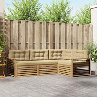 vidaXL Utomhussoffset 5 st Vit och Beige Polyester