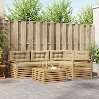 vidaXL Utomhussoffset 6 st Vit och Beige Polyester