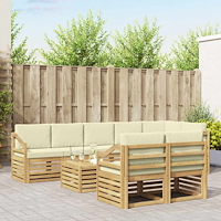 vidaXL Soffgrupper med kudde 9 pcs Vit och grädde Massivt Akaciaträ