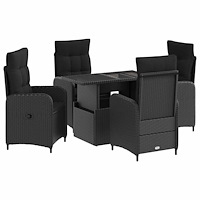 vidaXL Utomhusmatbord 5 pcs Svart konstrotting