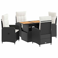 vidaXL Utomhusmatbord 5 pcs Svart och krämvit