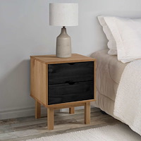 vidaXL Sängbord OTTA Svart 45 x 39 x 57 cm Massiv furu