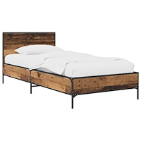 vidaXL Sängram med huvudgavel Gammalt trä 80 x 200 cm Konstruerat trä