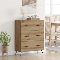 vidaXL Kommode med låda Artisan Ek 69,5 x 34 x 90 cm Konstruerat trä