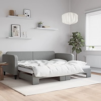 vidaXL Dagbädd utdragbar ljusgrå 100x190 cm tyg