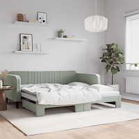 vidaXL Dagbädd utdragbar ljusgrå 100x190 cm sammet