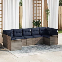 vidaXL Trädgårdsoffset med kudde 7 pcs Grå Poly rattan