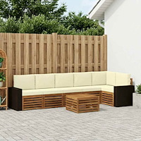 vidaXL Sektionsoffgrupp 7 pcs Naturlig och Grädde Massivt Akaciaträ