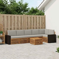 vidaXL Sektionsoffgrupp 7 pcs Naturlig och ljusgrå Massivt Akaciaträ