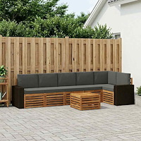 vidaXL Sektionsoffgrupp 7 pcs Naturlig och Antracit Massivt Akaciaträ