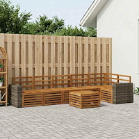 vidaXL Sektionsoffgrupp 7 pcs Naturlig Massivt Akaciaträ