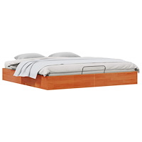 vidaXL Bäddsoffa med förvaring Vaxad brun 180 x 200 cm Massivt furu