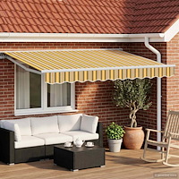 vidaXL Manuell markisram med LED-lampor Gul, Grå och Vit 3,5 x 2 m
