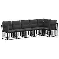 vidaXL Trädgårdsoffset 6 pcs Svart konstrotting