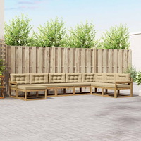 vidaXL Utomhussoffset 8 pcs Vit och Beige