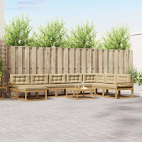 vidaXL Utomhussoffset 9 pcs Vit och Beige