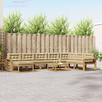 vidaXL Utomhussoffset 9 pcs Vit och Beige