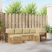 vidaXL Utomhussoffset 6 pcs Vit och Beige Polyester