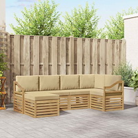 vidaXL Utomhussoffset 6 pcs Vit och Beige Polyester