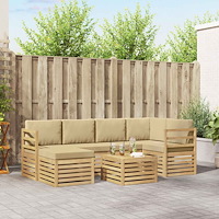 vidaXL Utomhussoffset 7 pcs Vit och Beige Polyester