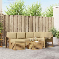 vidaXL Utomhussoffset 7 pcs Vit och Beige Polyester