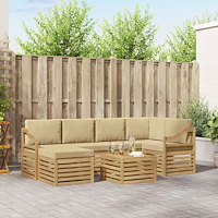 vidaXL Utomhussoffset 7 pcs Vit och Beige Polyester